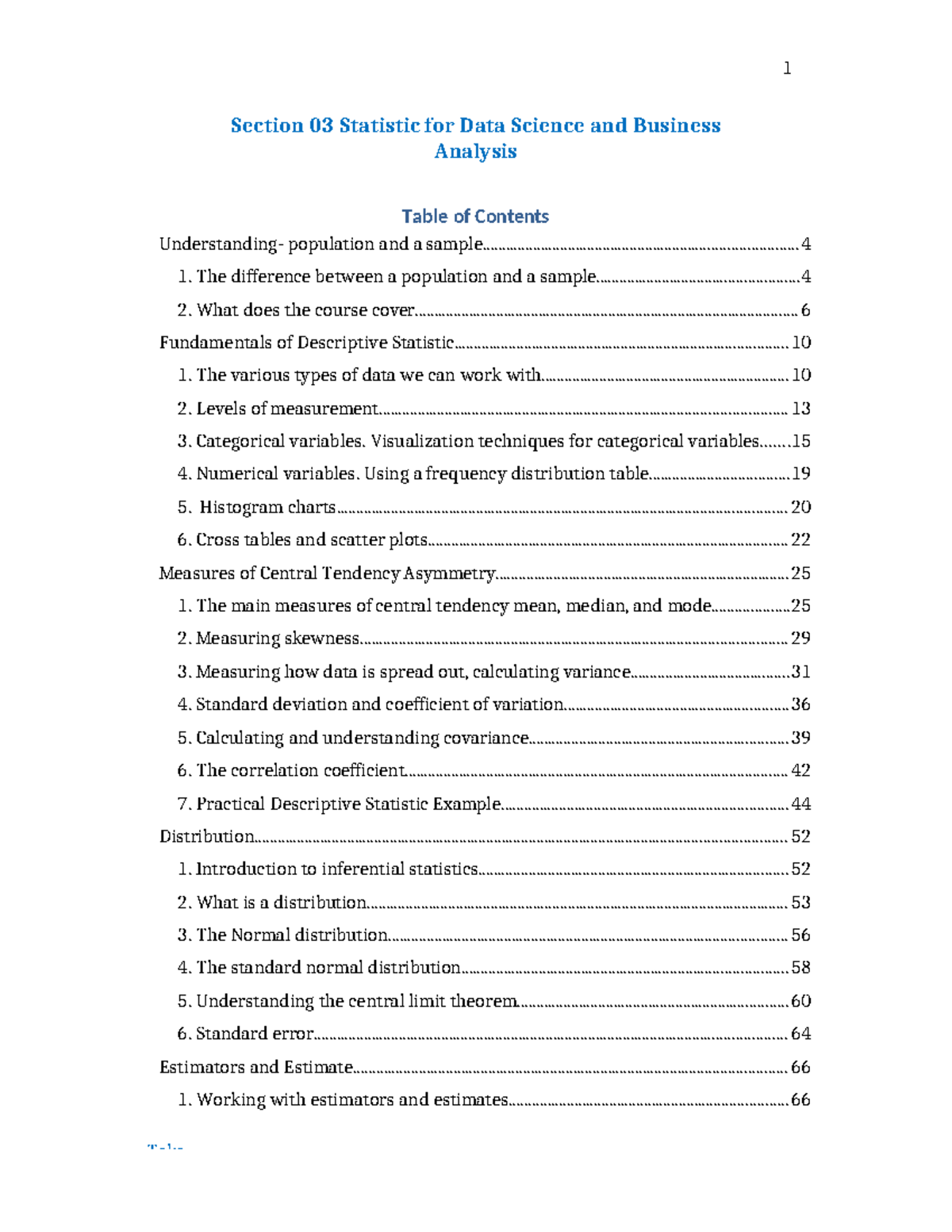 Lecture Section 3 Statistic for Data Science and Business Analysis ...