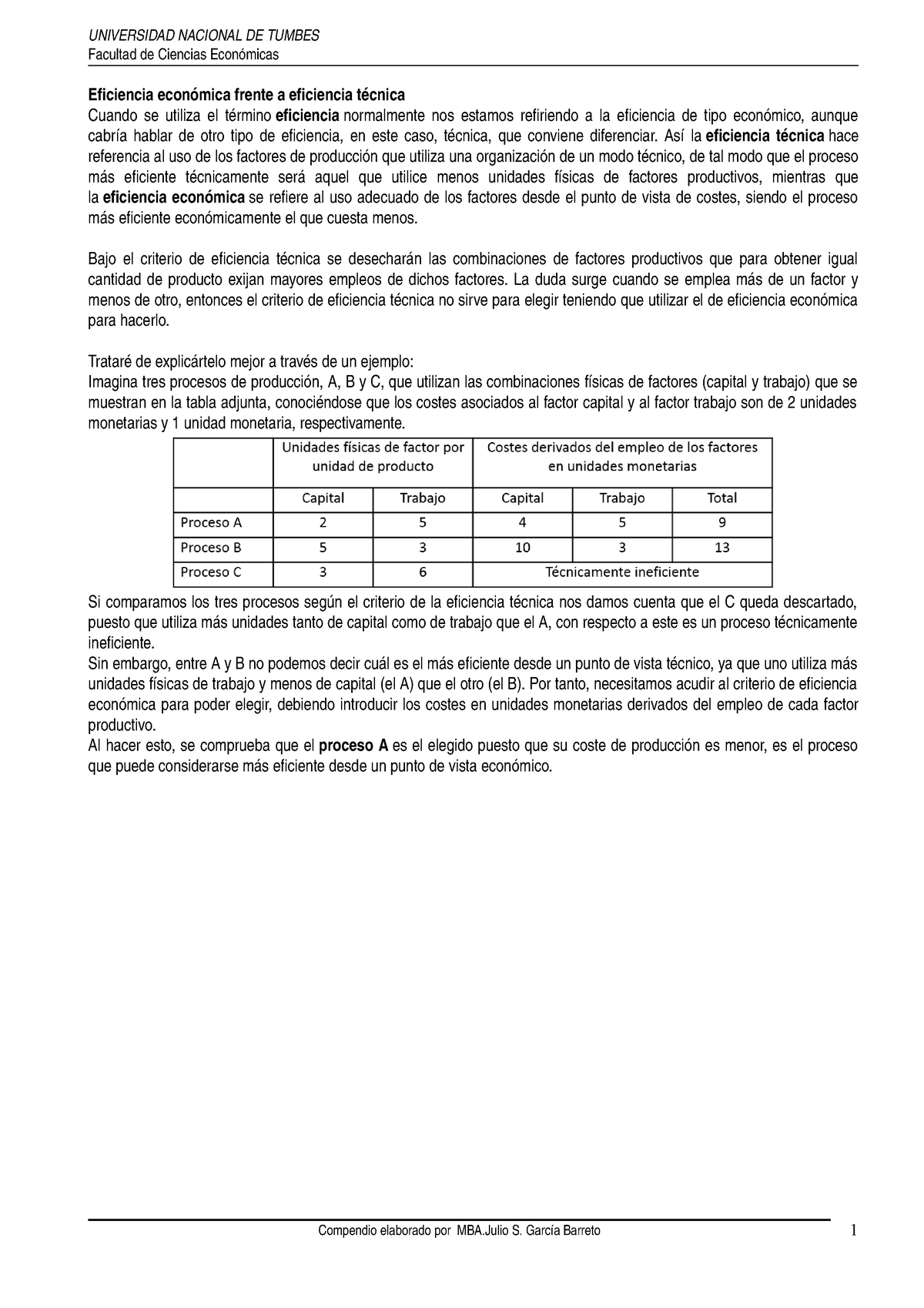 ejemplos de eficiencia economica