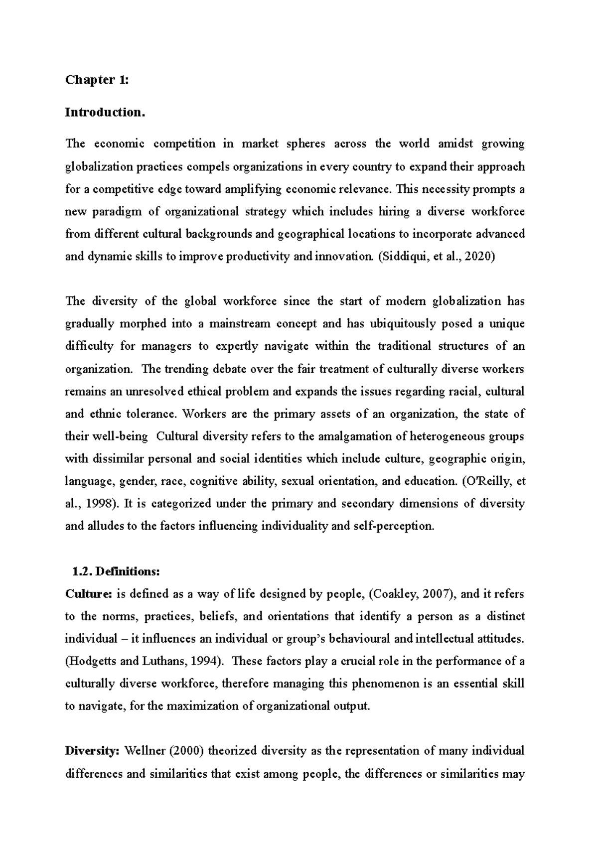 Assessment B - Dissertation - Chapter 1: Introduction. The economic ...