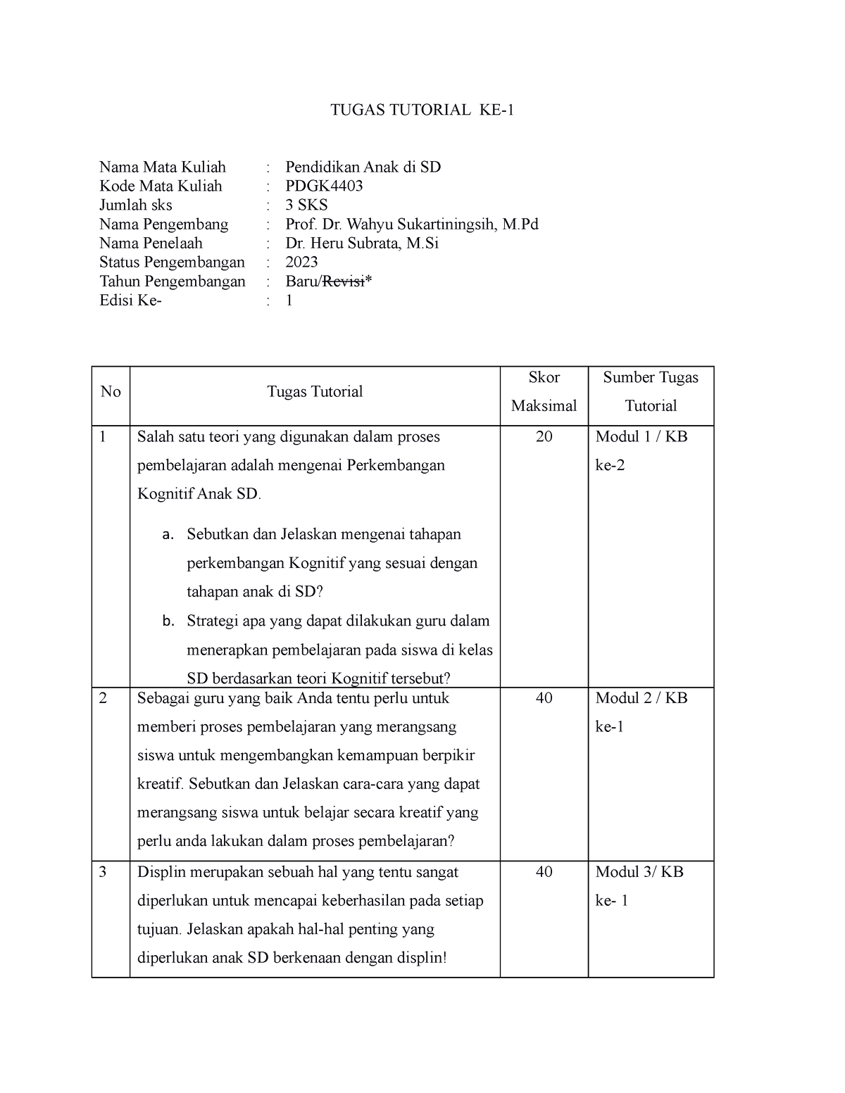 Tugas Tutorial 1 Pendidikan ANAK DI SD - Copy - TUGAS TUTORIAL KE- 1 ...