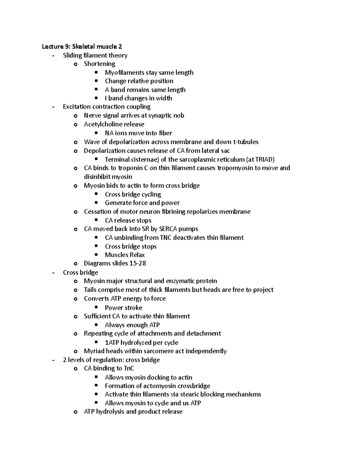 Lecture 9 - Skeletal muscle - Studocu