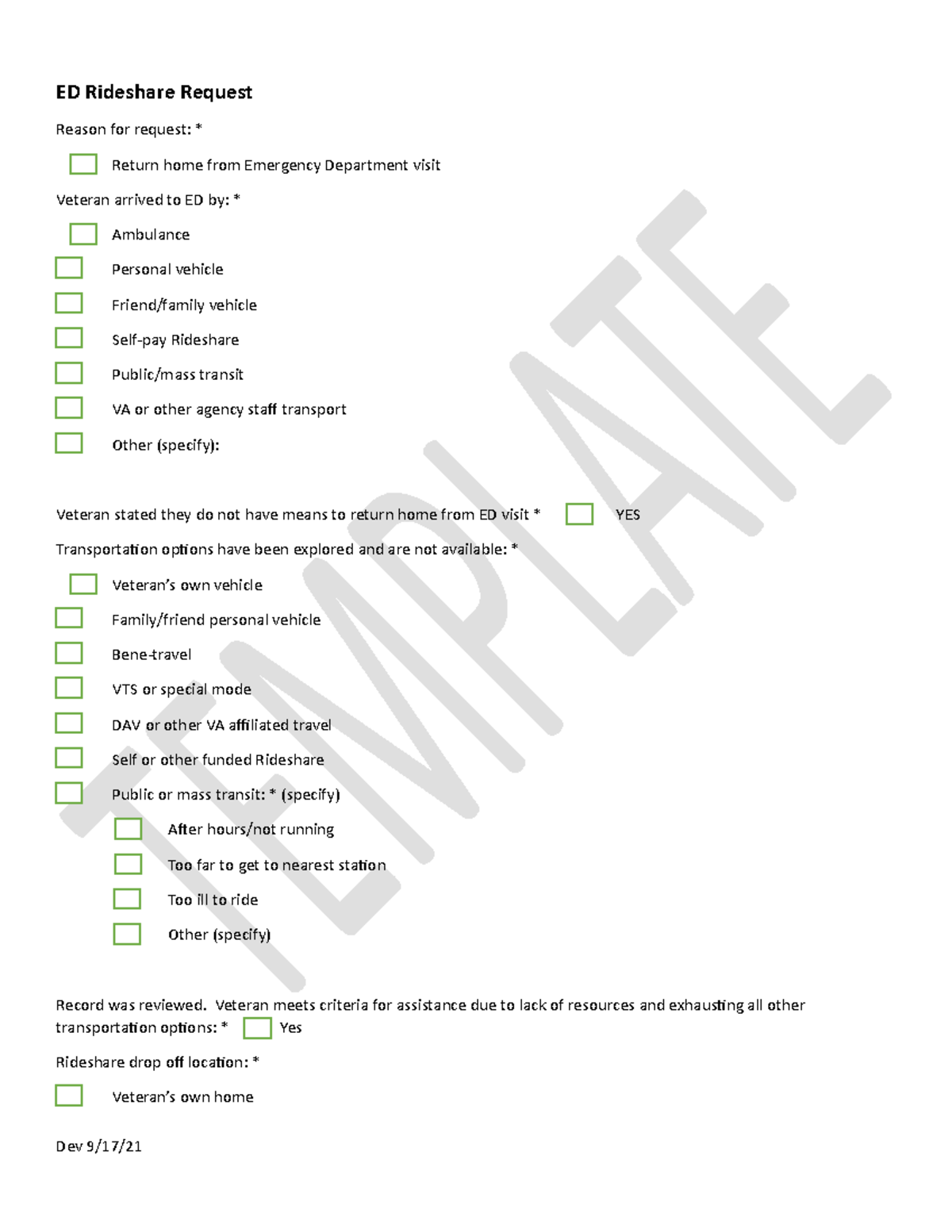 Emergency Department Rideshare Request 2021 VA - ED Rideshare Request ...