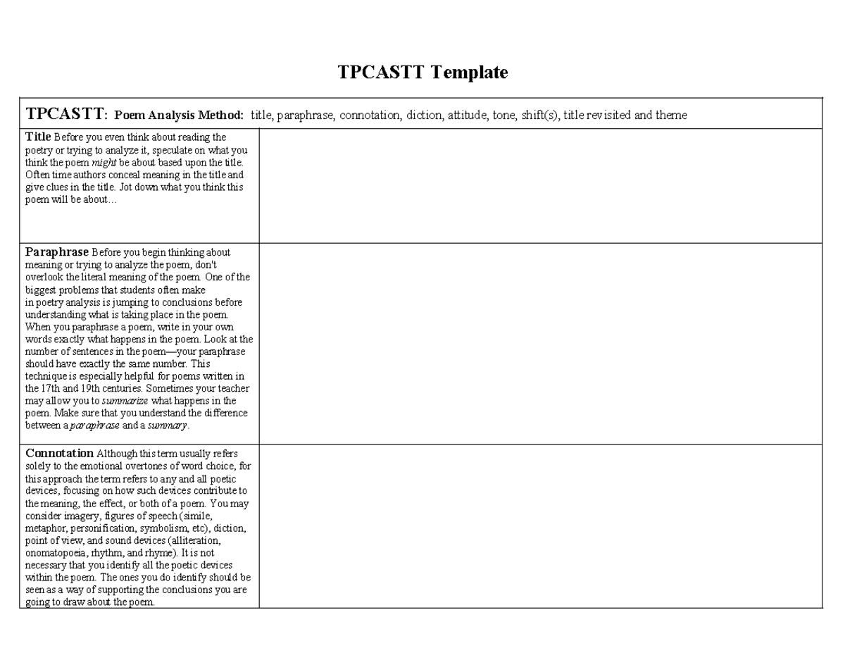 Tpcastt Template - hauishdoiahfoihwiohFfe - TPCASTT Template TPCASTT ...