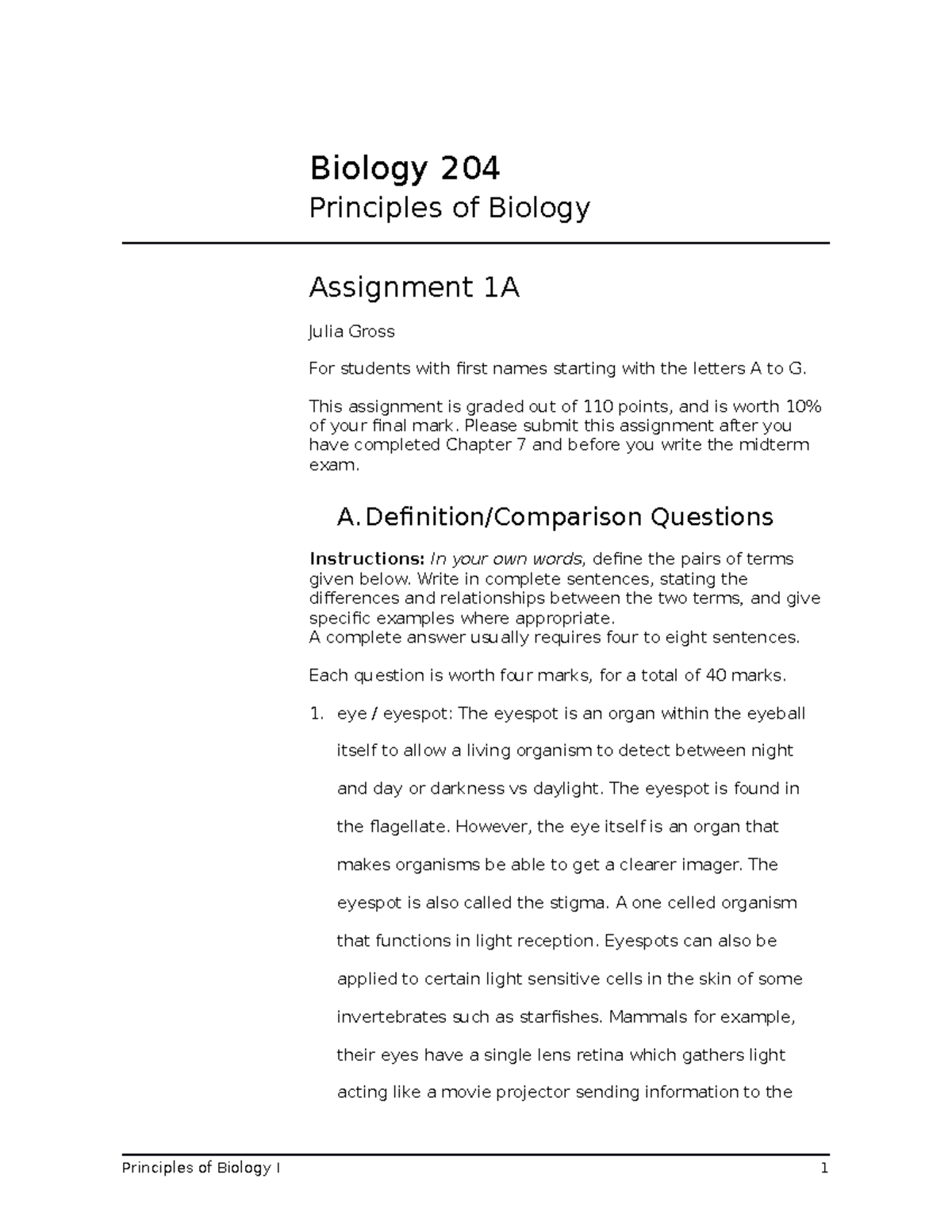 review assignment biology