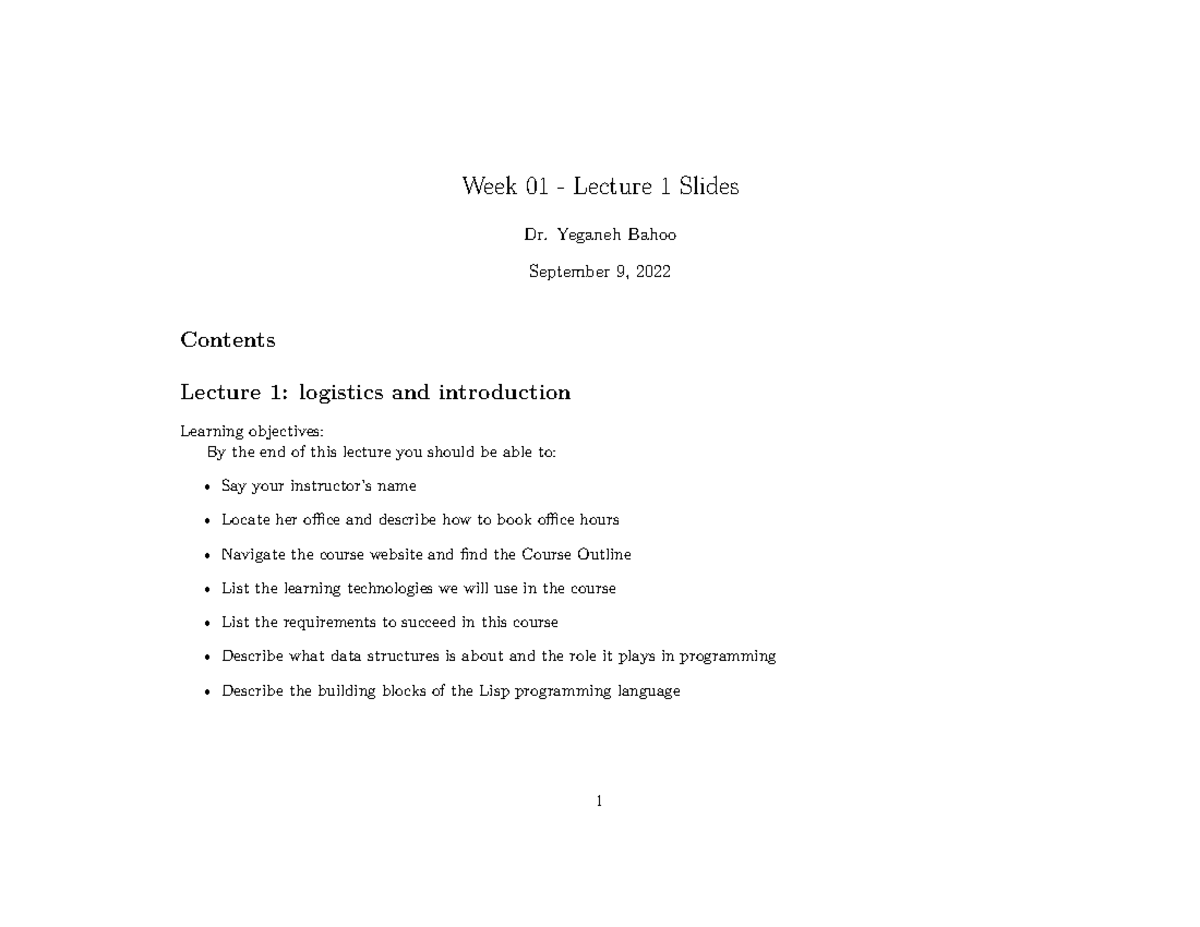 CPS305 FALL2022 - All lecture notes from 2022 - Week 01 - Lecture 1 ...
