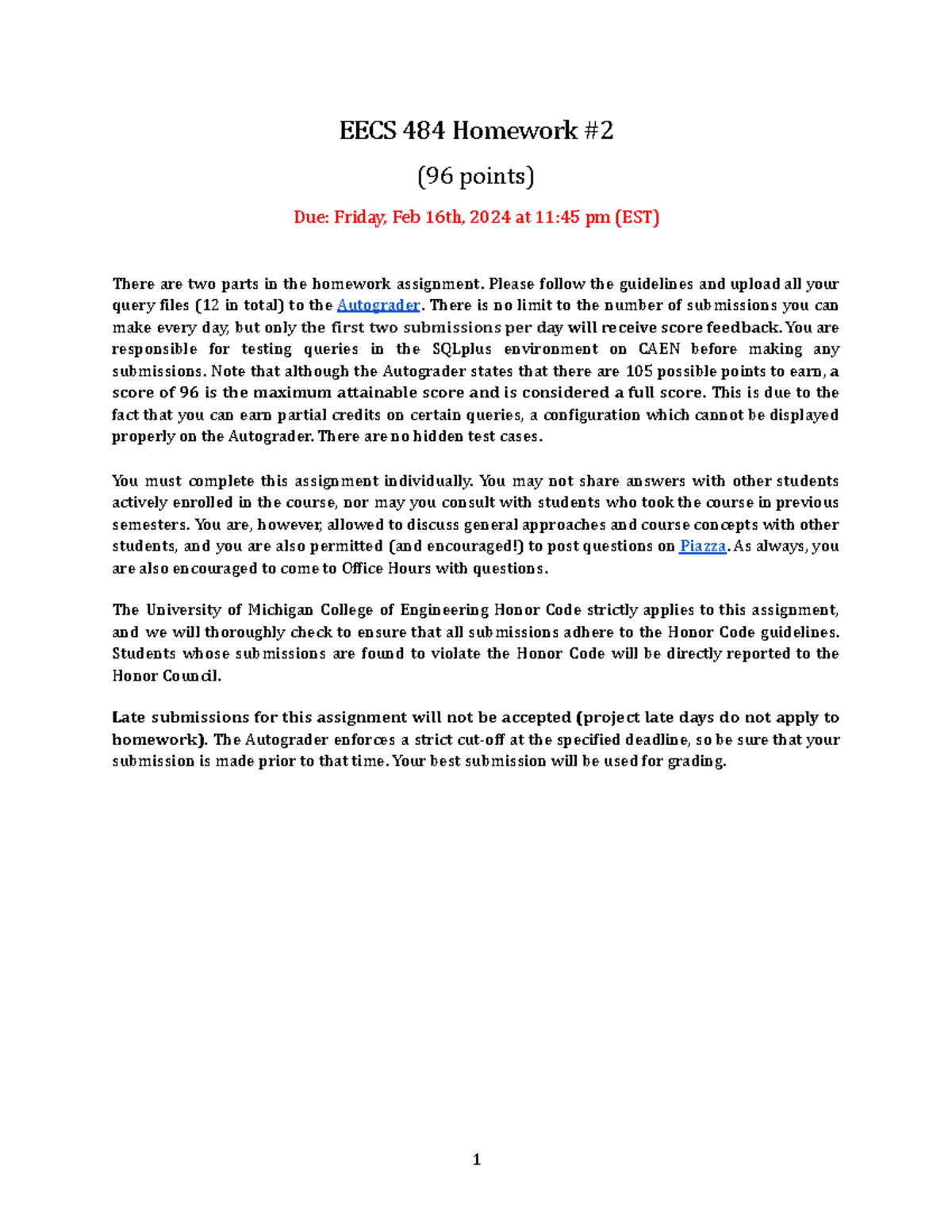 EECS 484 HW 2 - HW2 - EECS 484 Homework (96 points) Due: Friday, Feb ...