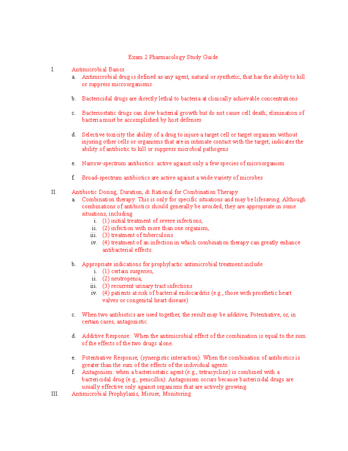 Condensed Exam 2 Pharmacology Study Guide - Exam 2 Pharmacology Study ...
