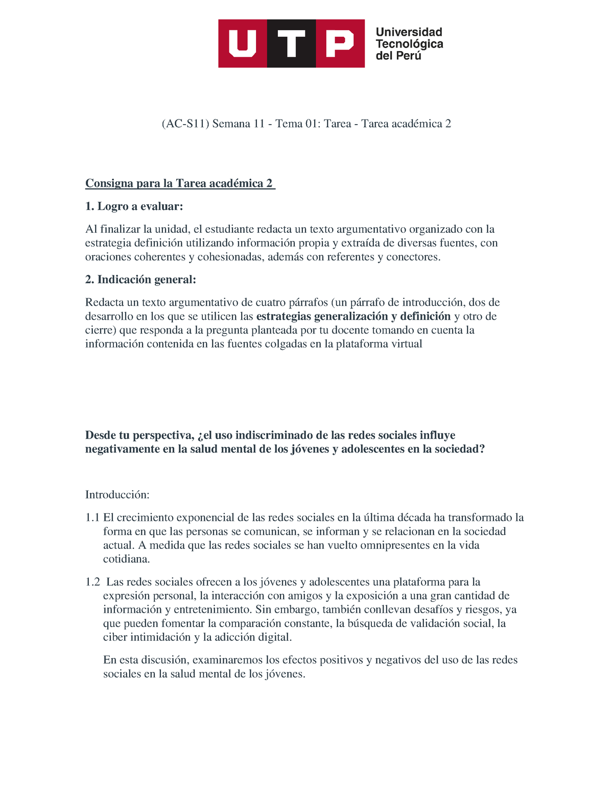 Ta2 Comprension - Pcw2 - (AC-S11) Semana 11 - Tema 01: Tarea - Tarea ...