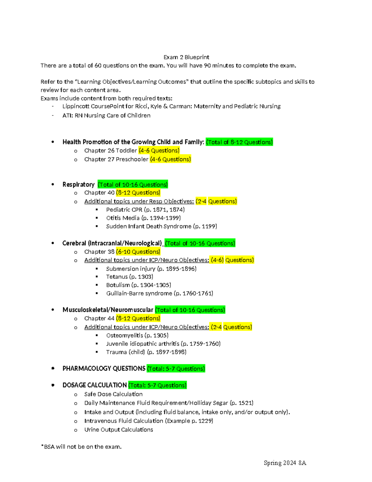 Pedi Blueprint - Exam 2 - Spring 2024 - Exam 2 Blueprint There are a ...