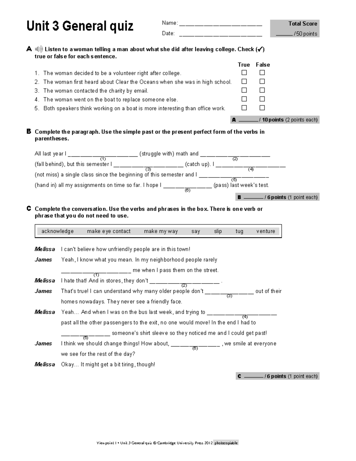 VP1 QUIZ 3 General - Bjjjhkjhkjhjhjh - Viewpoint 1 • Unit 3 General ...