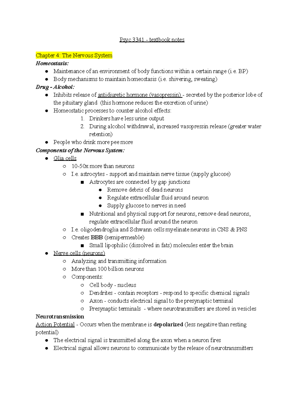 Psyc 3341 - Textbook Notes - Psyc 3341 - Textbook Notes Chapter 4: The ...