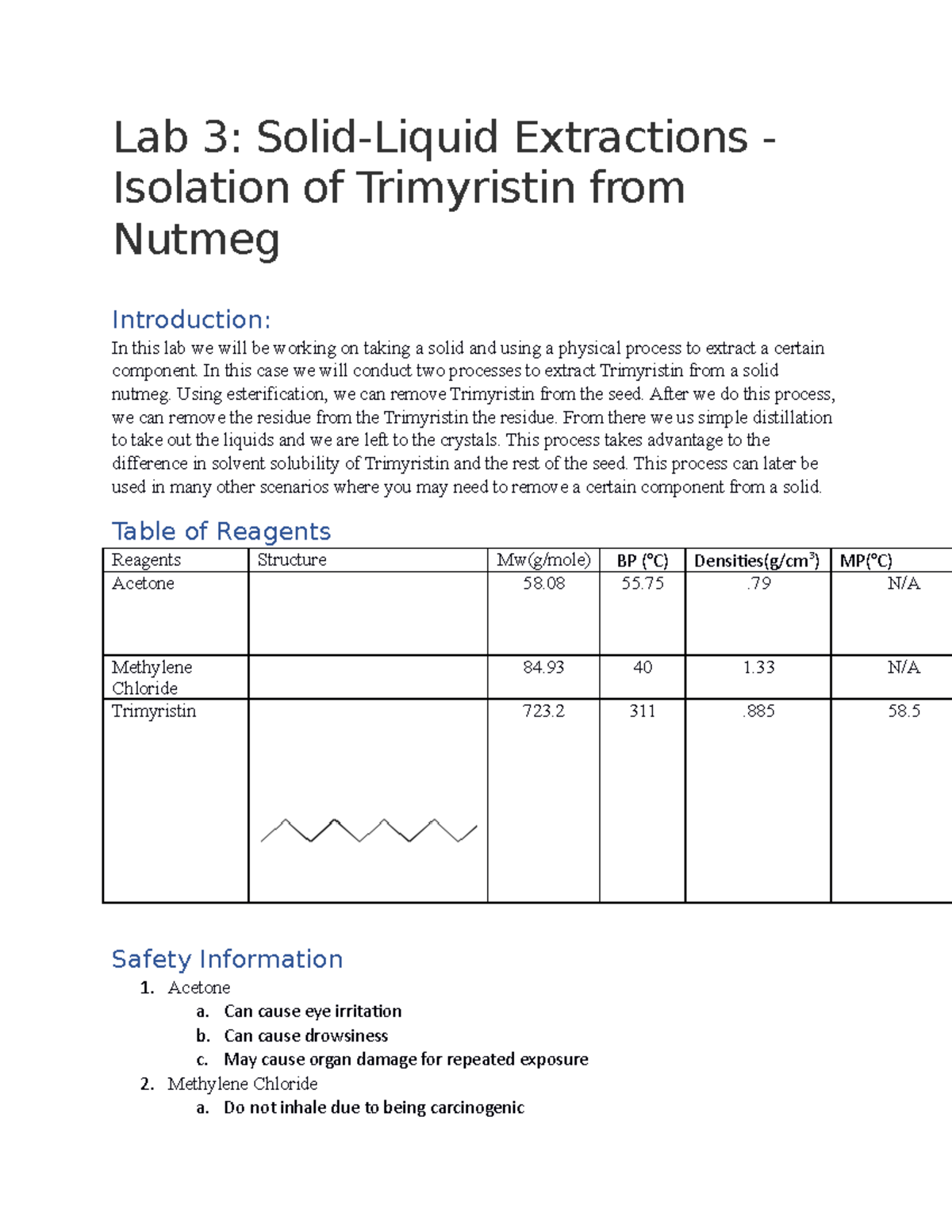 Lab 3 pre lab This lab involves solid liquid extractions Lab 3
