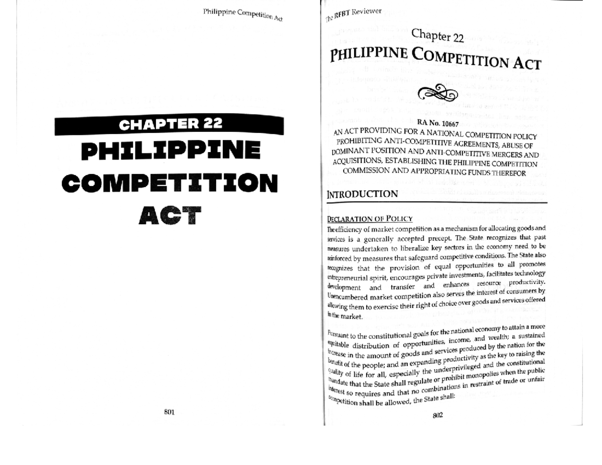 Chapter 22 Philippine Competition Act Business Law And Regulations