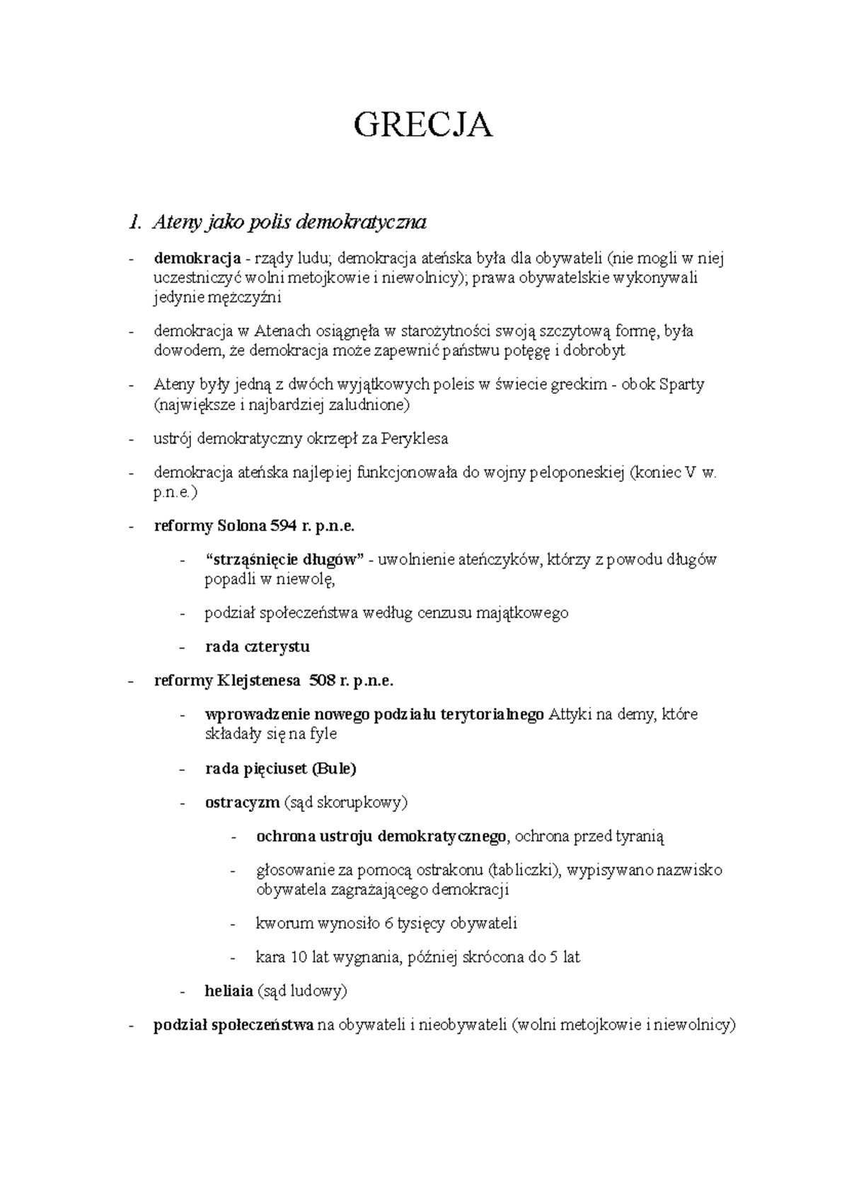 Grecja - historia ustroju starożytnej grecji - GRECJA 1. Ateny jako