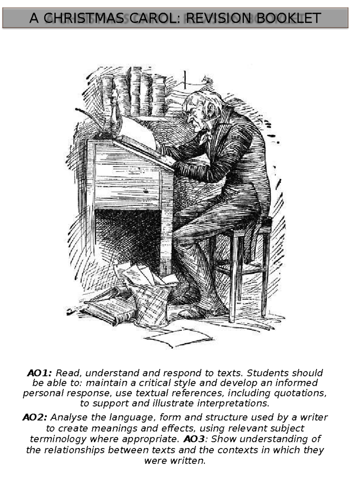 A Christmas Carol Revision Booklet A CHRISTMAS CAROL REVISION