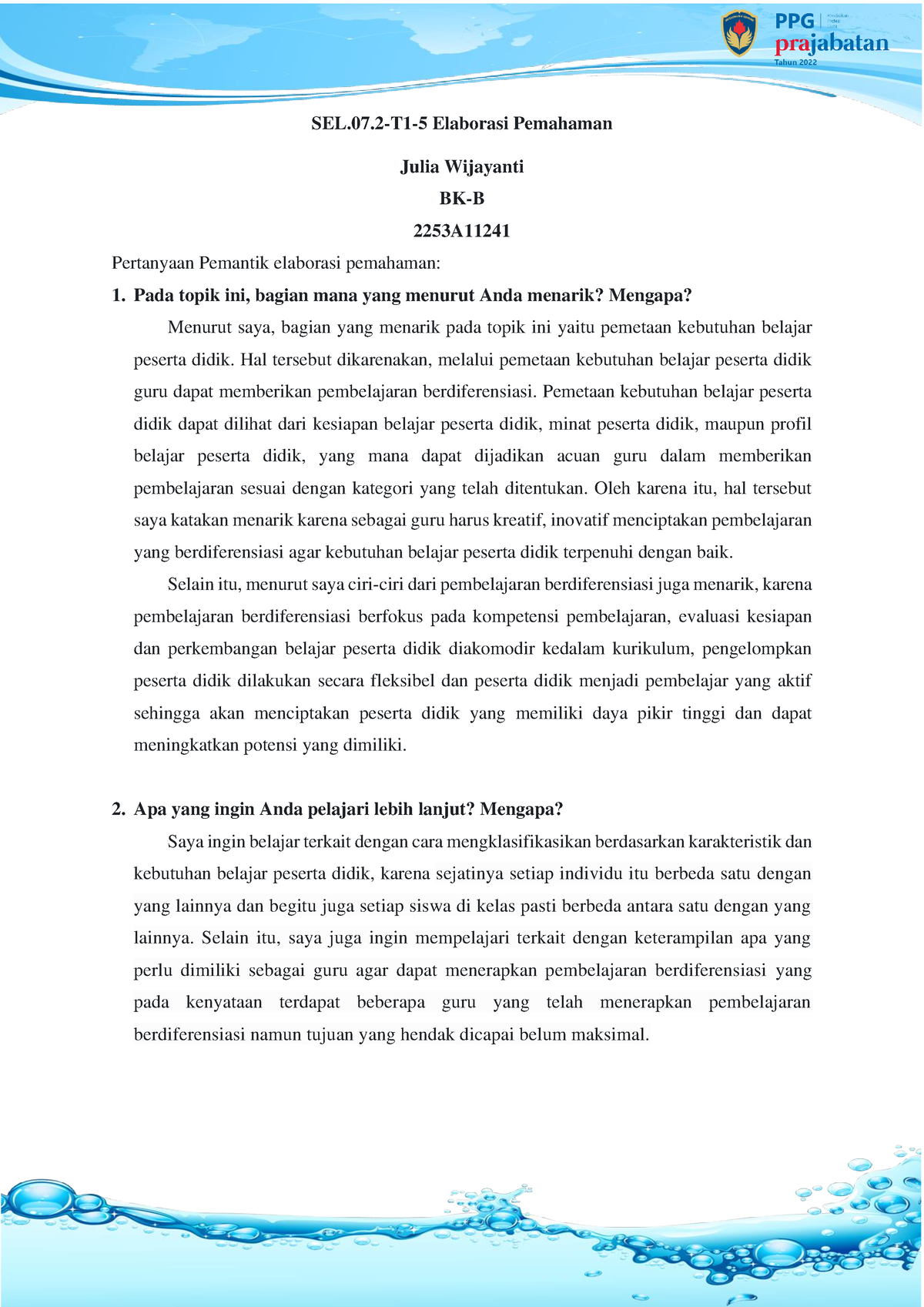 SEL.07.2-T1-5 Elaborasi Pemahaman - SEL.07-T1-5 Elaborasi Pemahaman ...