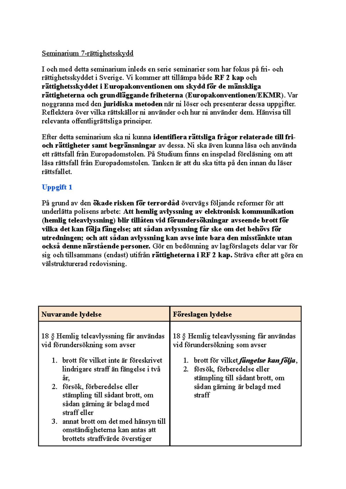 Sem 7 - Anteckingar sem 7 - Seminarium 7-rättighetsskydd I och med ...
