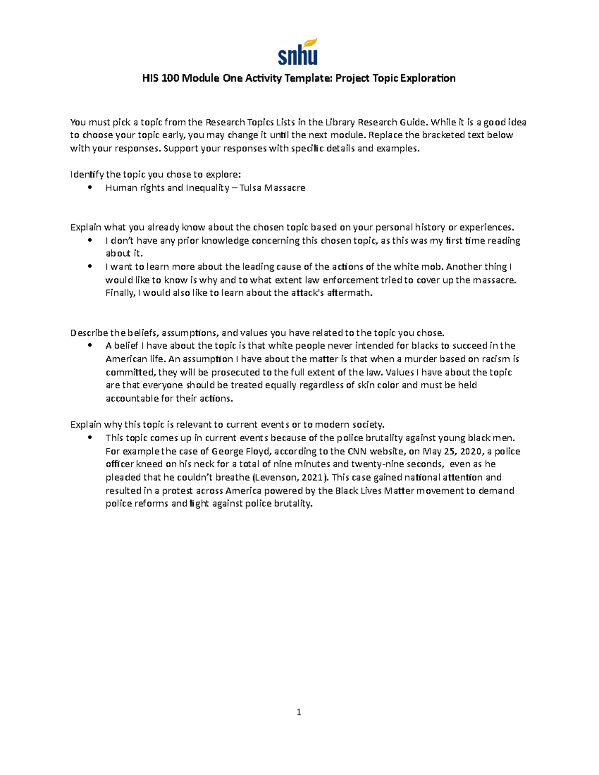 His 100 Module 1 2 Activity His 100 Module One Activity Template Project Topic Exploration His 100 Module 1 2 Activity His 100 Module One Activity Template Project Topic Exploration