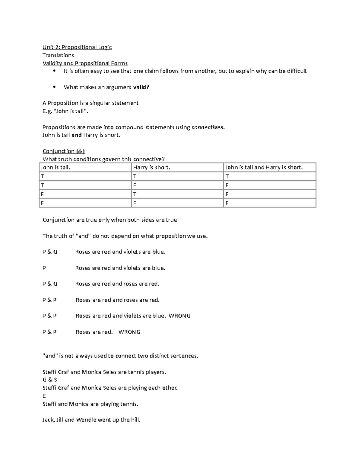 Unit 2 - Propositional Logic - Unit 2: Propositional Logic Translations ...