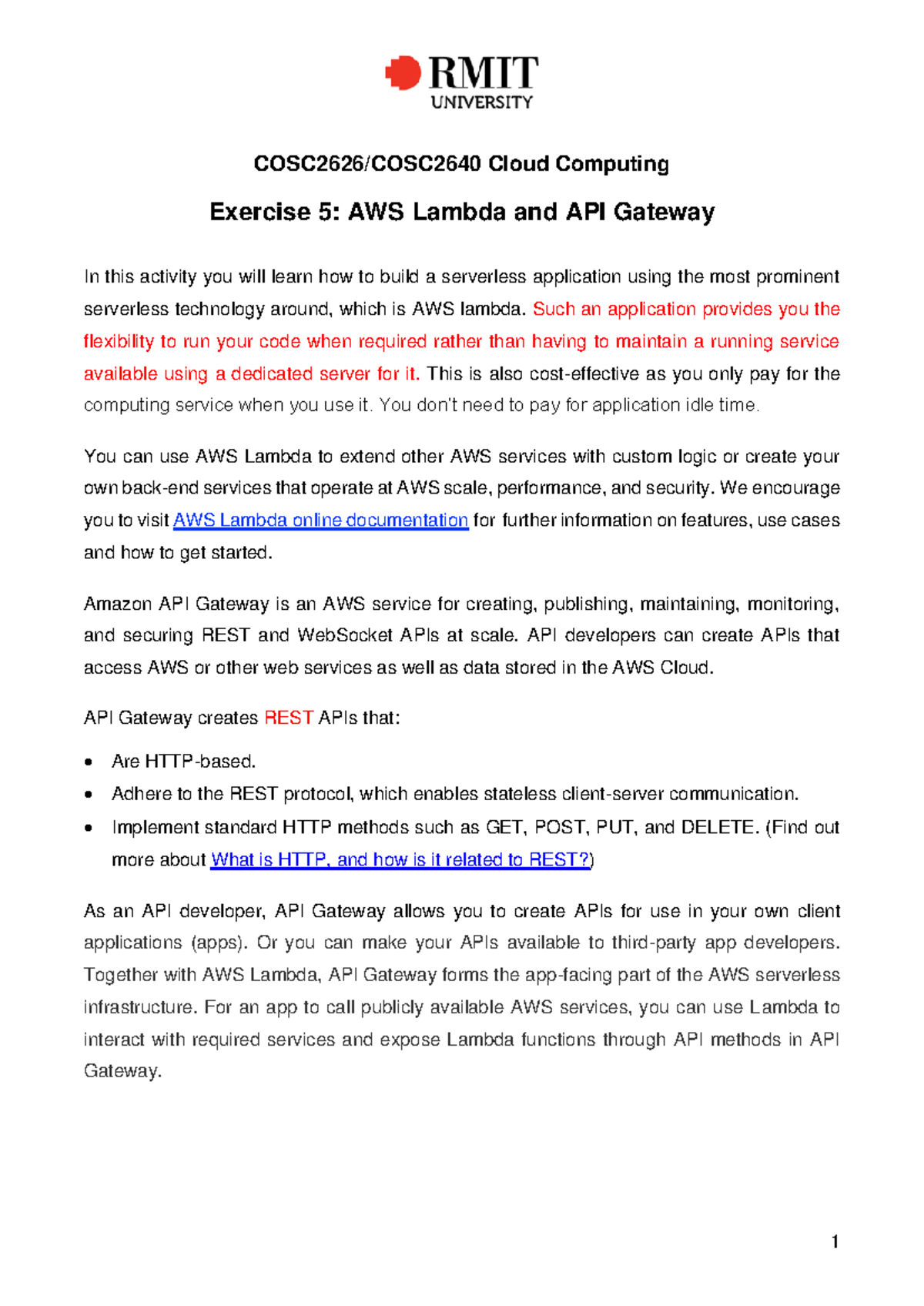 W5-Lambda APIGateway - fdsaf - COSC26 26 /COSC2640 Cloud Computing ...