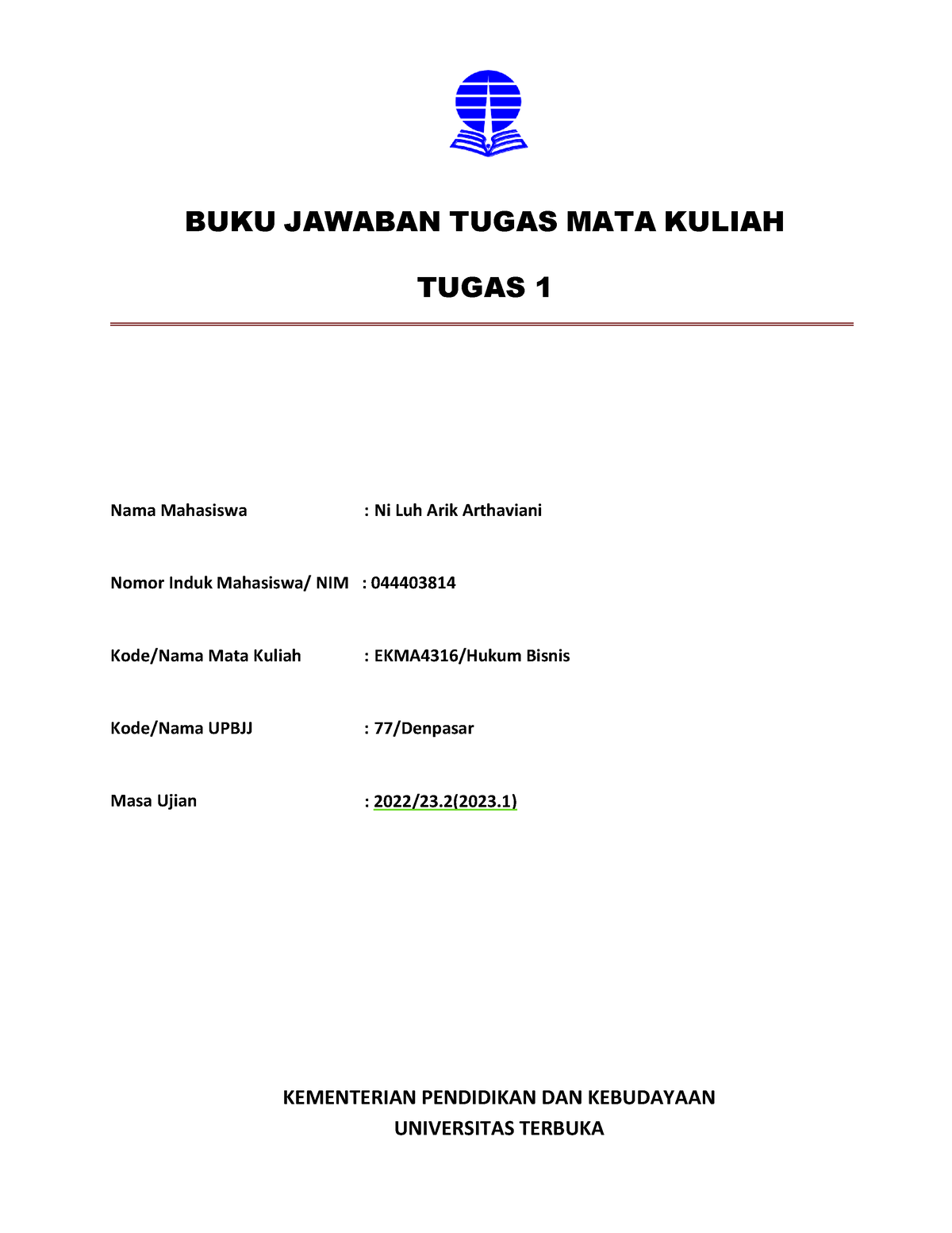 Hukum Bisnis - Tugas Tutorial Ut - BUKU JAWABAN TUGAS MATA KULIAH TUGAS ...