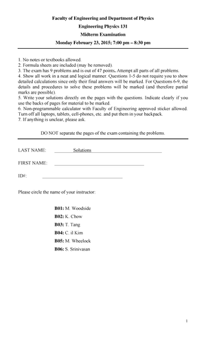 EN PH 131 Winter 2023 long answer solutions - Multiple Choice Questions ...
