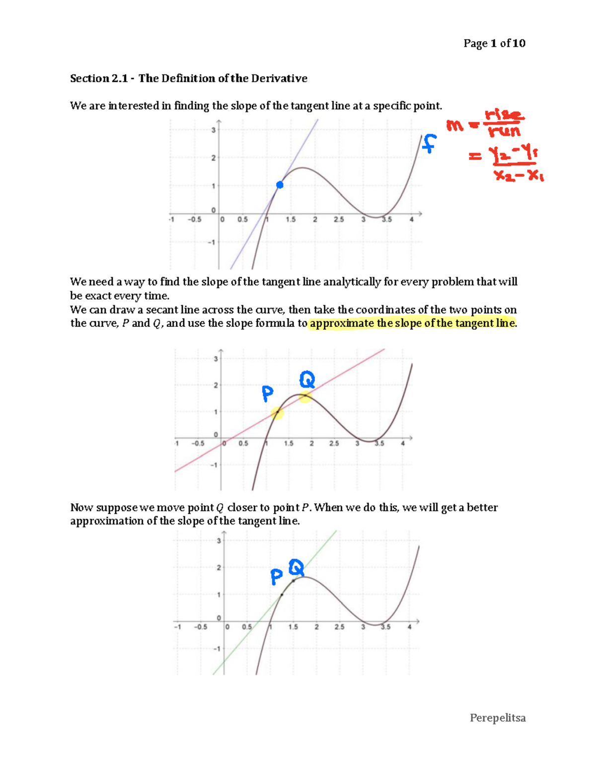 1431S21 notes - Definition of a derivative - MATH 1431 - UH - Studocu