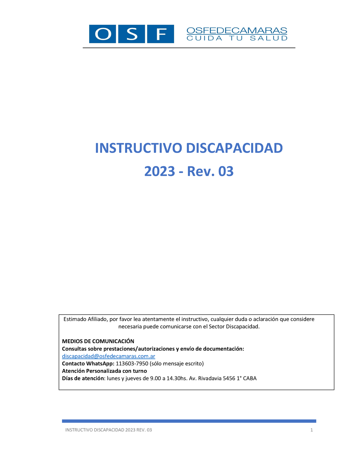 Instructivo de Discapacidad 2023 Rev. 03 INSTRUCTIVO DISCAPACIDAD