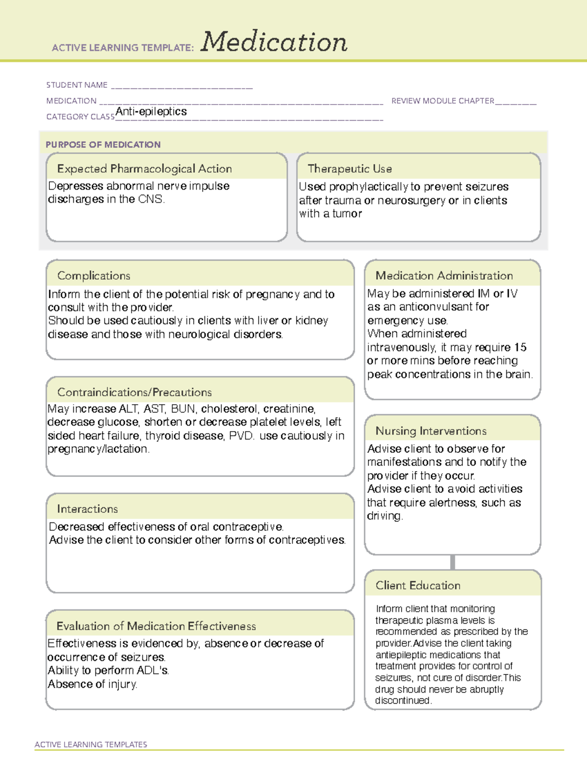 Anti-epileptics - medication alt - ACTIVE LEARNING TEMPLATES Medication ...