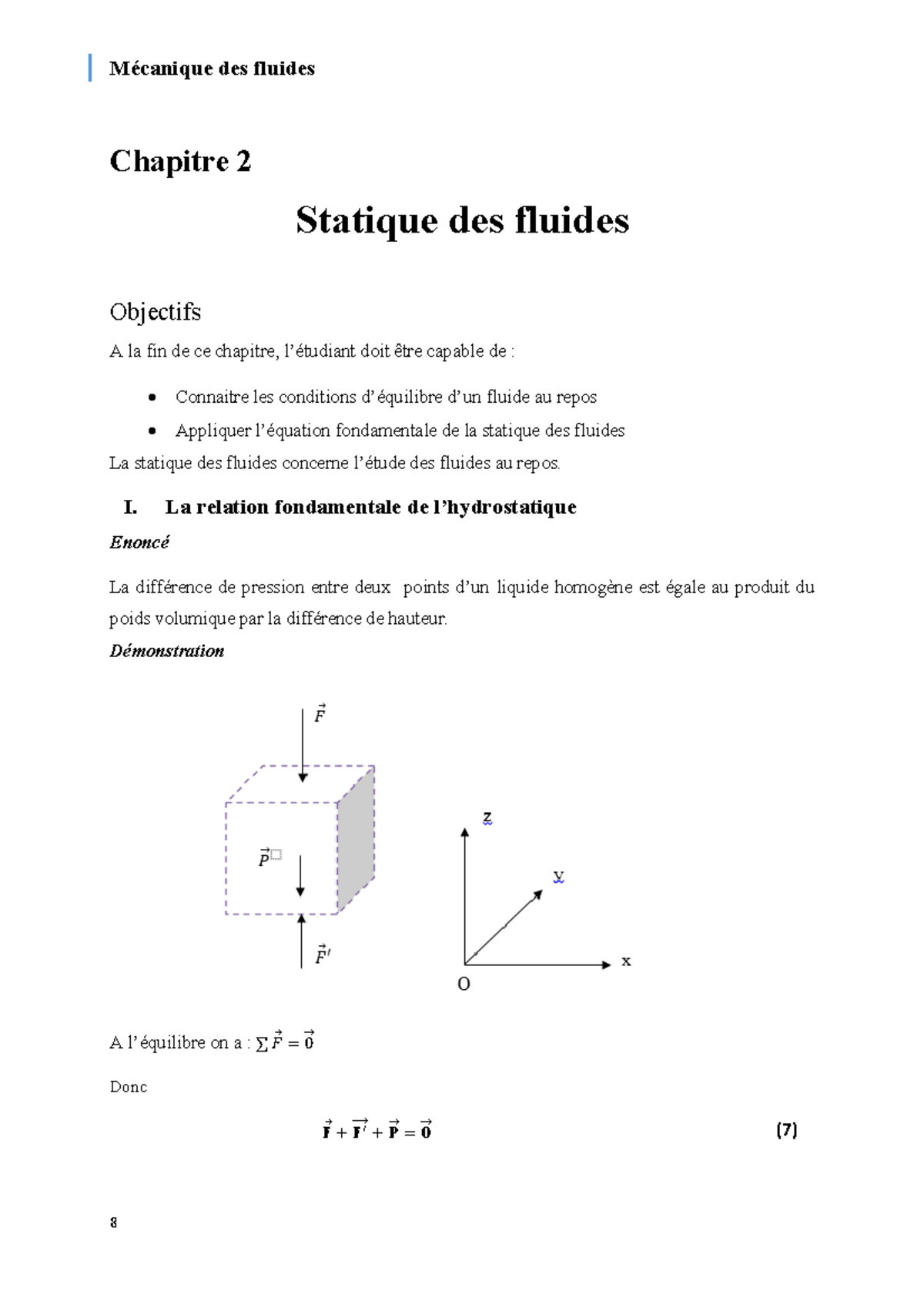 Chapitre 2 Statique Des Fluides - Chapitre 2 Statique Des Fluides ...