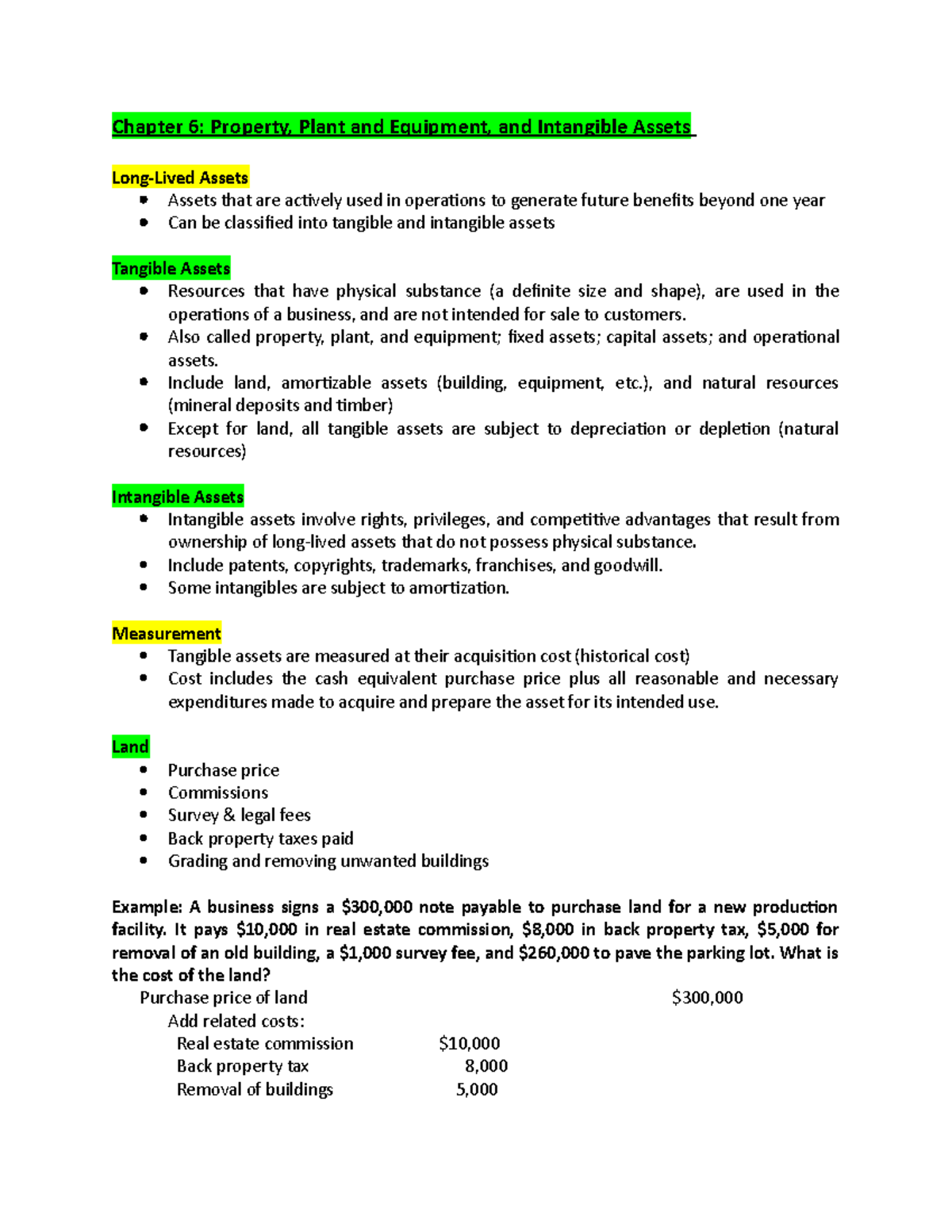 Chapter 6 - Lecture notes 6 - Chapter 6: Property, Plant and Equipment ...