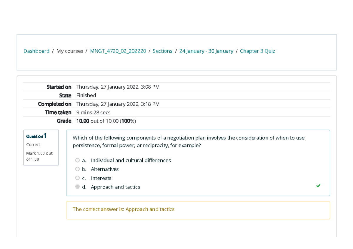 Chapter 3 Quiz Attempt Review - Dashboard / My Courses / MNGT_4720_02 ...