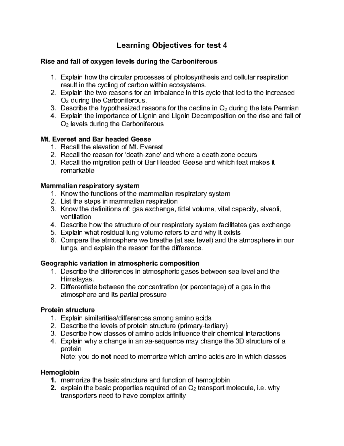 LO For Test 4 FS22 - Learning Objectives For Bio Sci 1500 Exam 4 - Dr ...