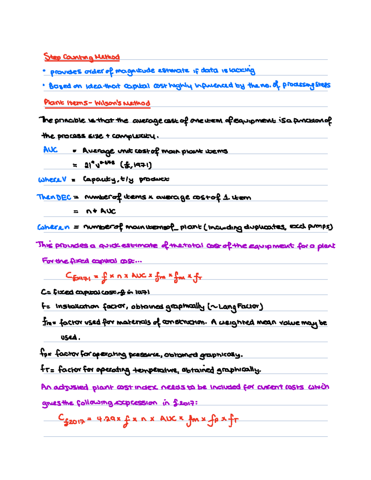 Process Economics - Lecture 4 - StepCounting Method provides order of ...