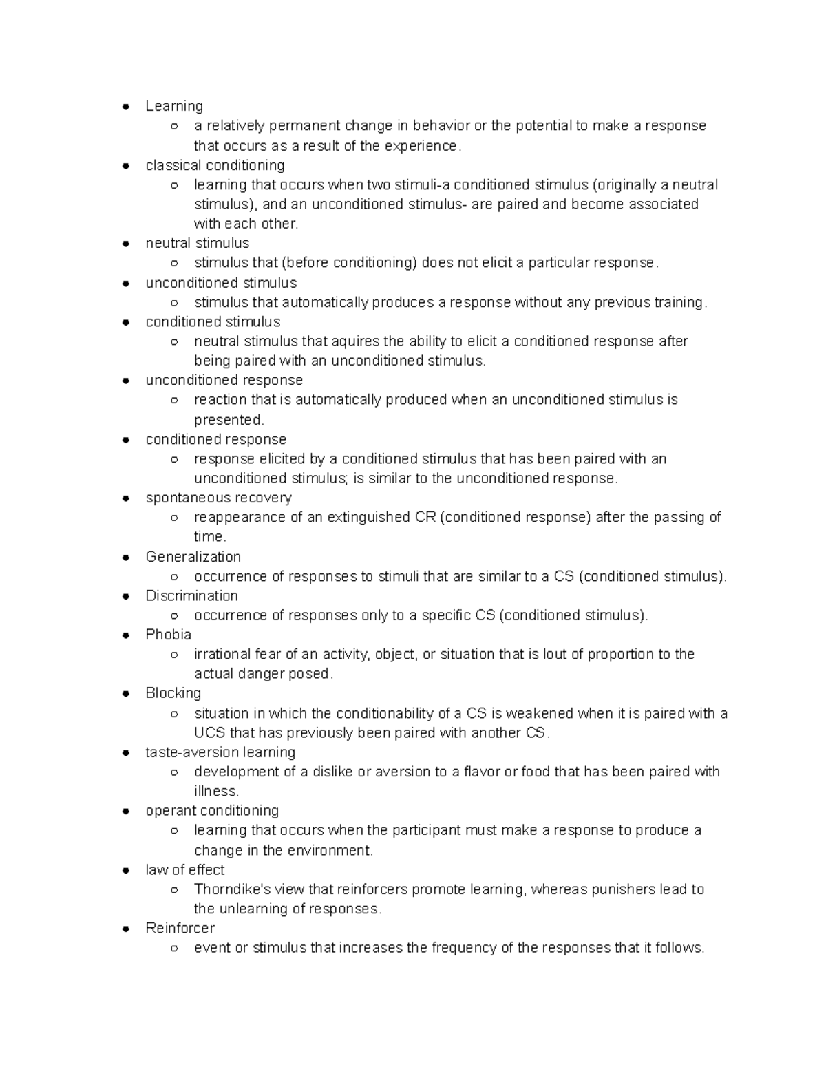 Psychology Chapter 6 Learning a relatively permanent change in