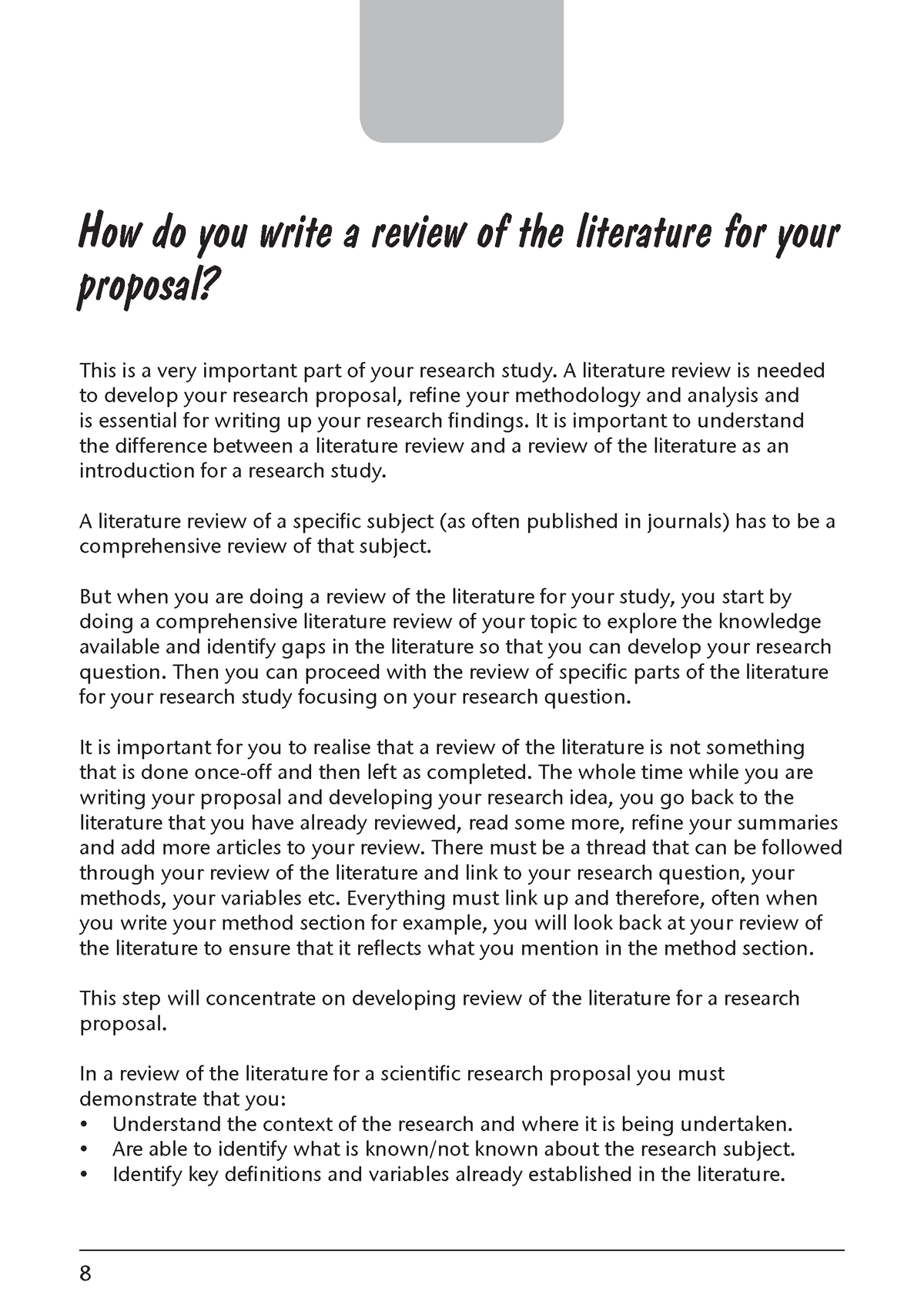 the literature review in a proposal