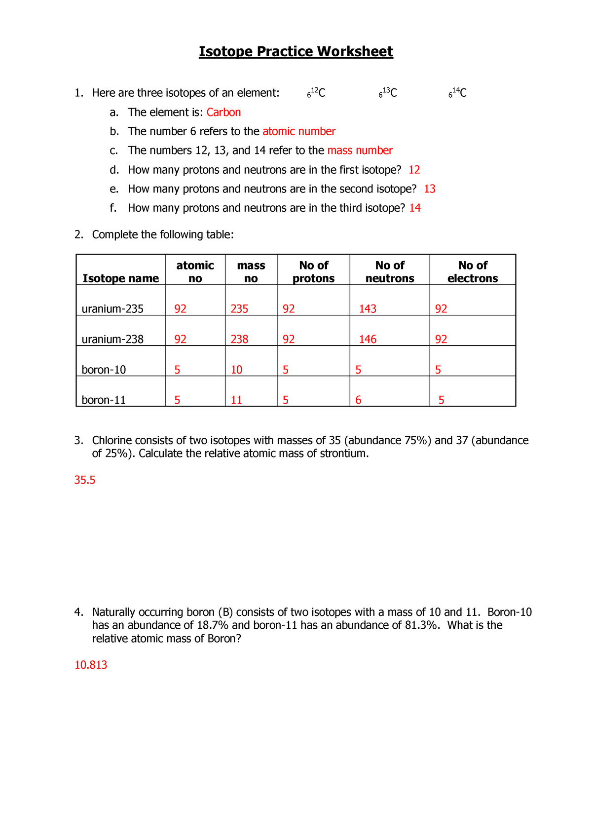 Isotope GEN CHEM - Isotope Practice Worksheet Here are three Pertaining To Isotope Practice Worksheet Answers