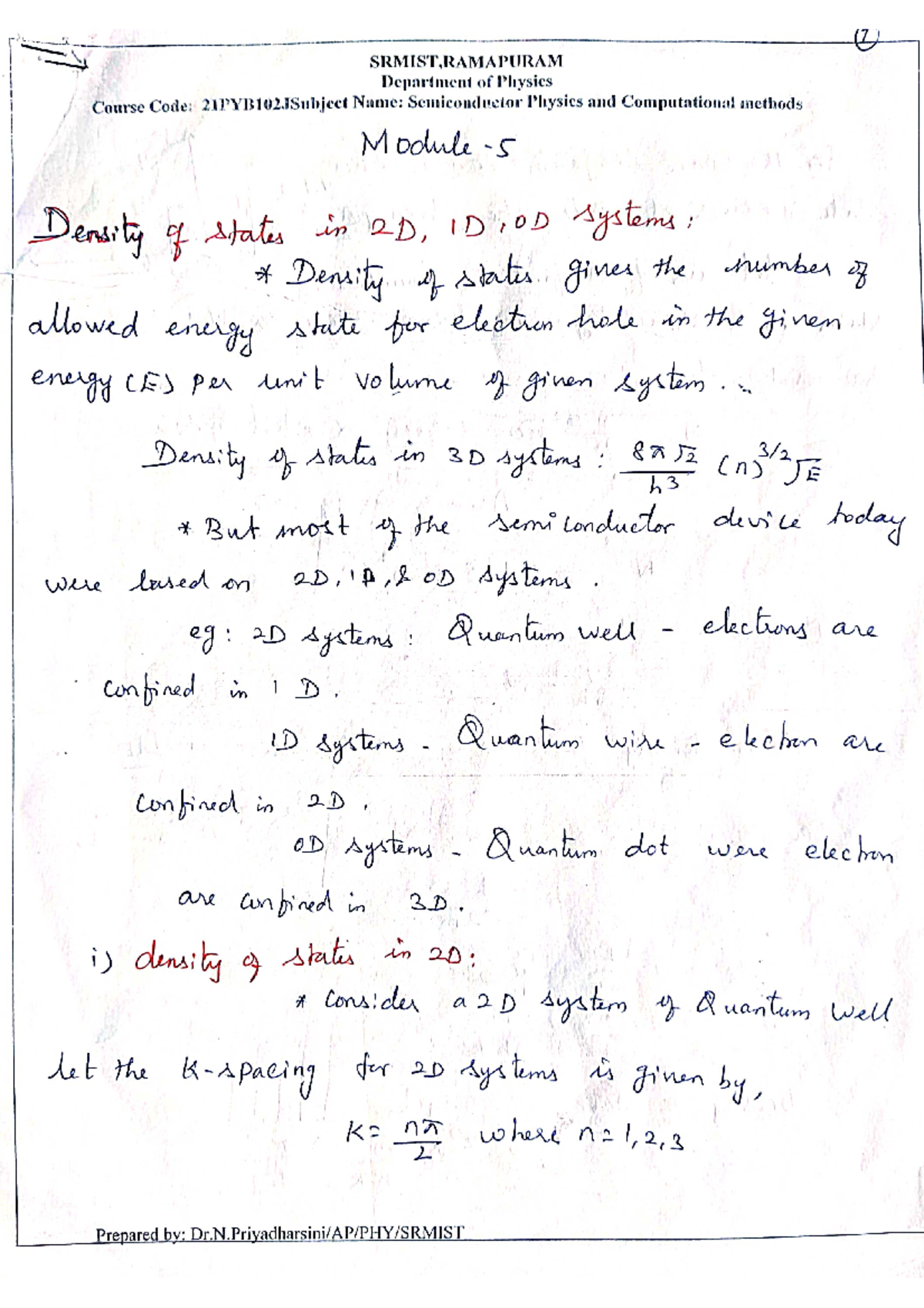 Unit 5 notes with computational - 7 SRMIST Department of Physics Course ...
