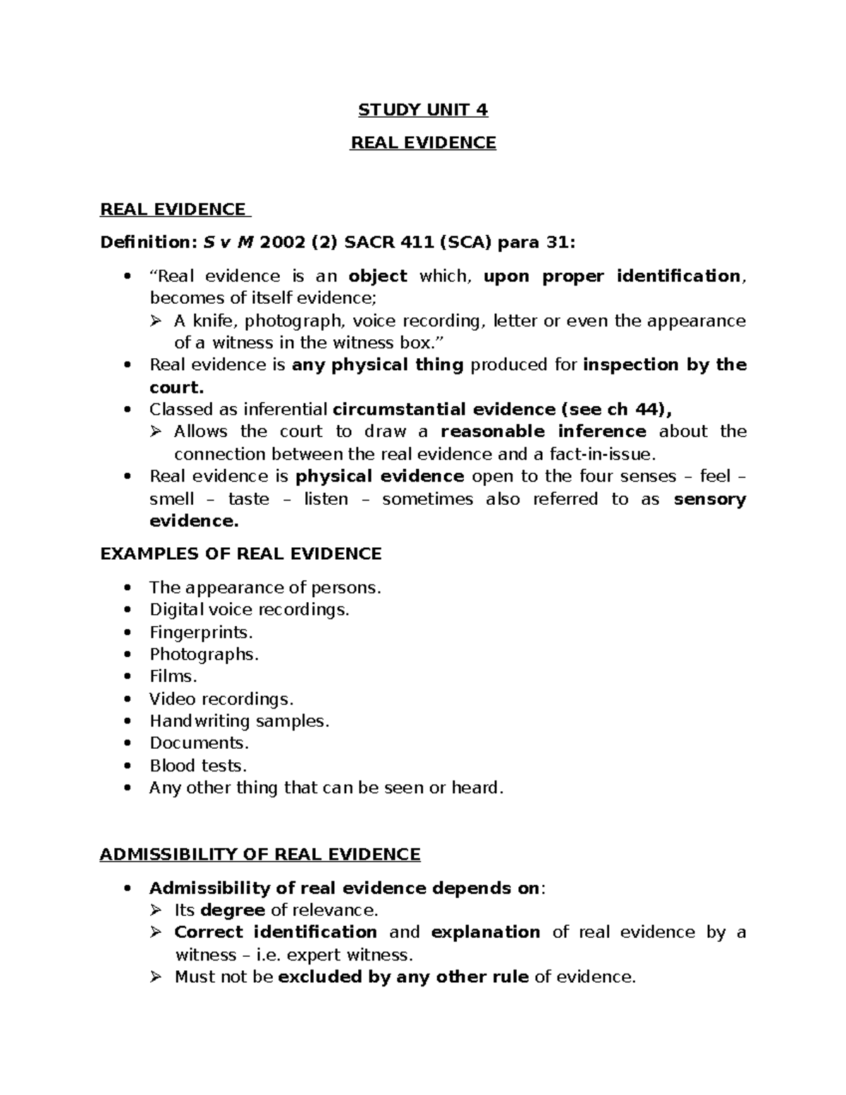 Study UNIT 4 - REAL Evidence - STUDY UNIT 4 REAL EVIDENCE REAL EVIDENCE ...