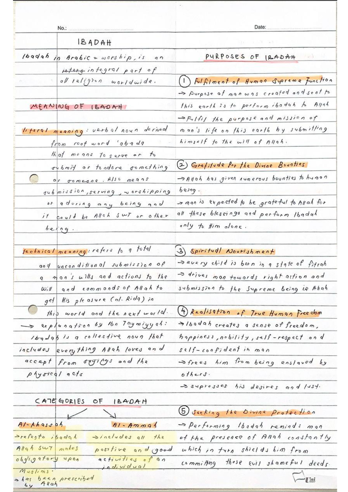 Notes Ibadah - understanding islam - Studocu