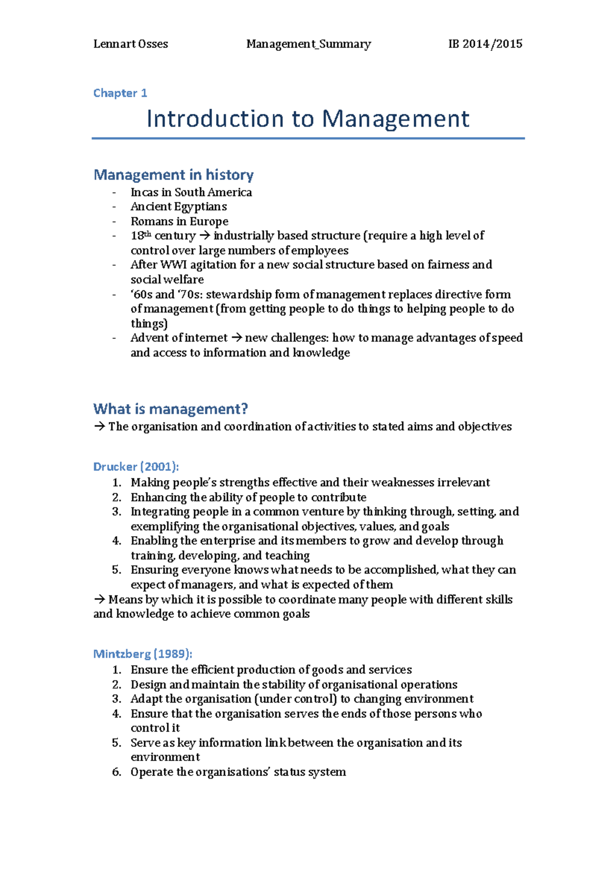 Management Chapter 1 - Chapter 1 Introduction to Management Management ...