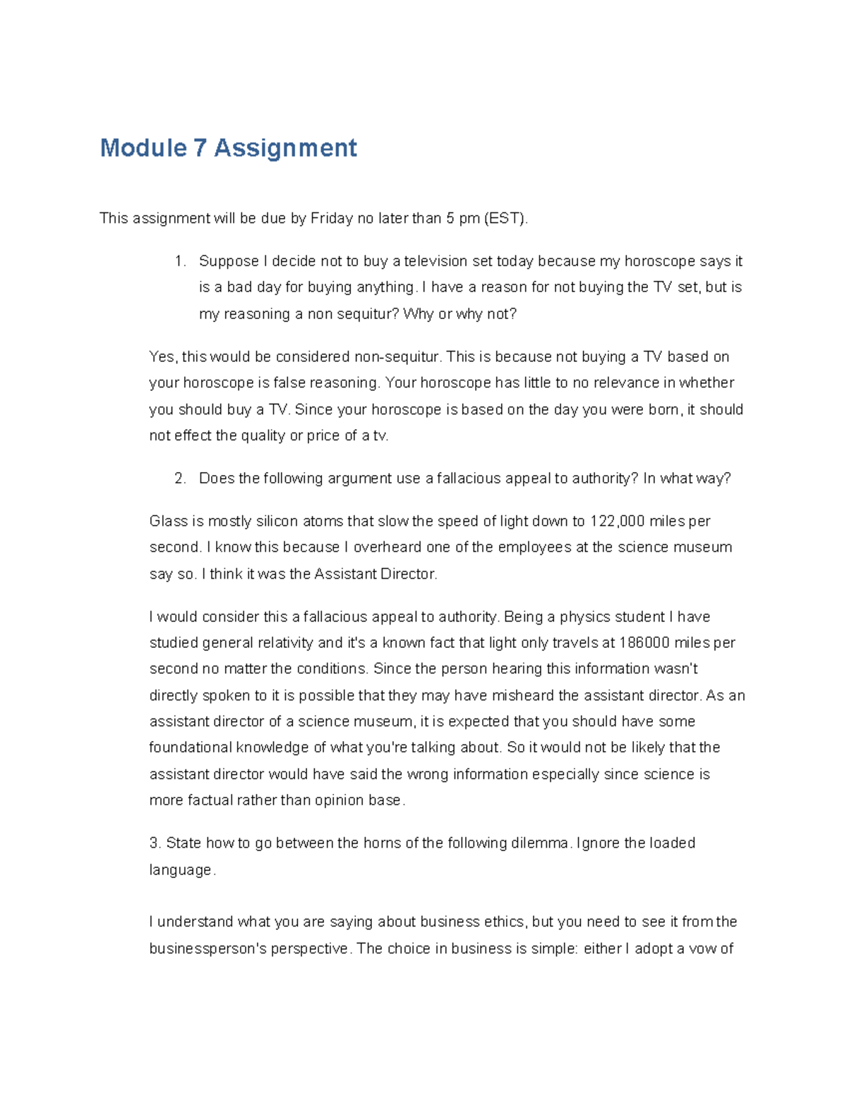 Module-7-assignment 2 - Module 7 Assignment This assignment will be due ...