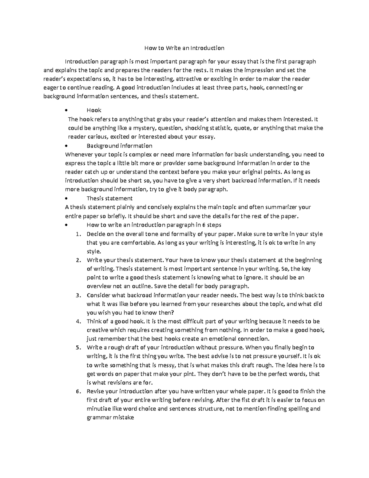 How to Write an Introduction How to Write an Introduction