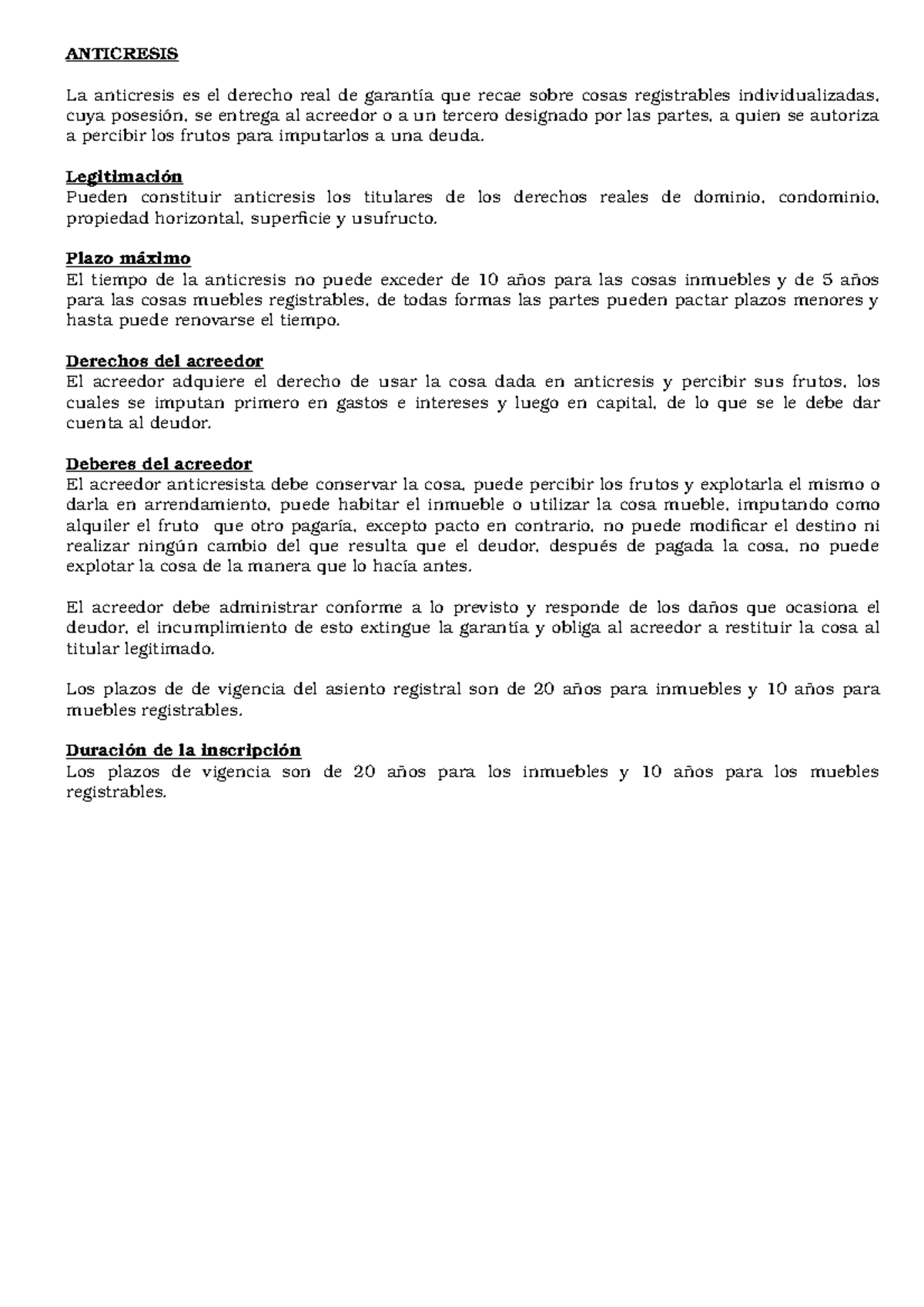 7 Anticresis Anticresis La Anticresis Es El Derecho Real De Garant Que Recae Studocu
