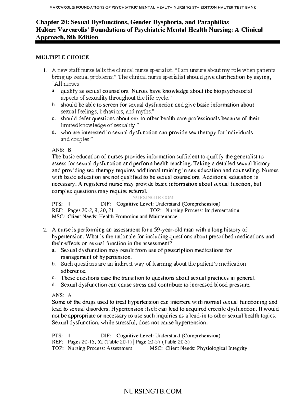 Chapter 20 Sexual Dysfunctions, Gender Dysphoria, and Paraphilias - NURSINGTB Chapter 20 Sexual pic