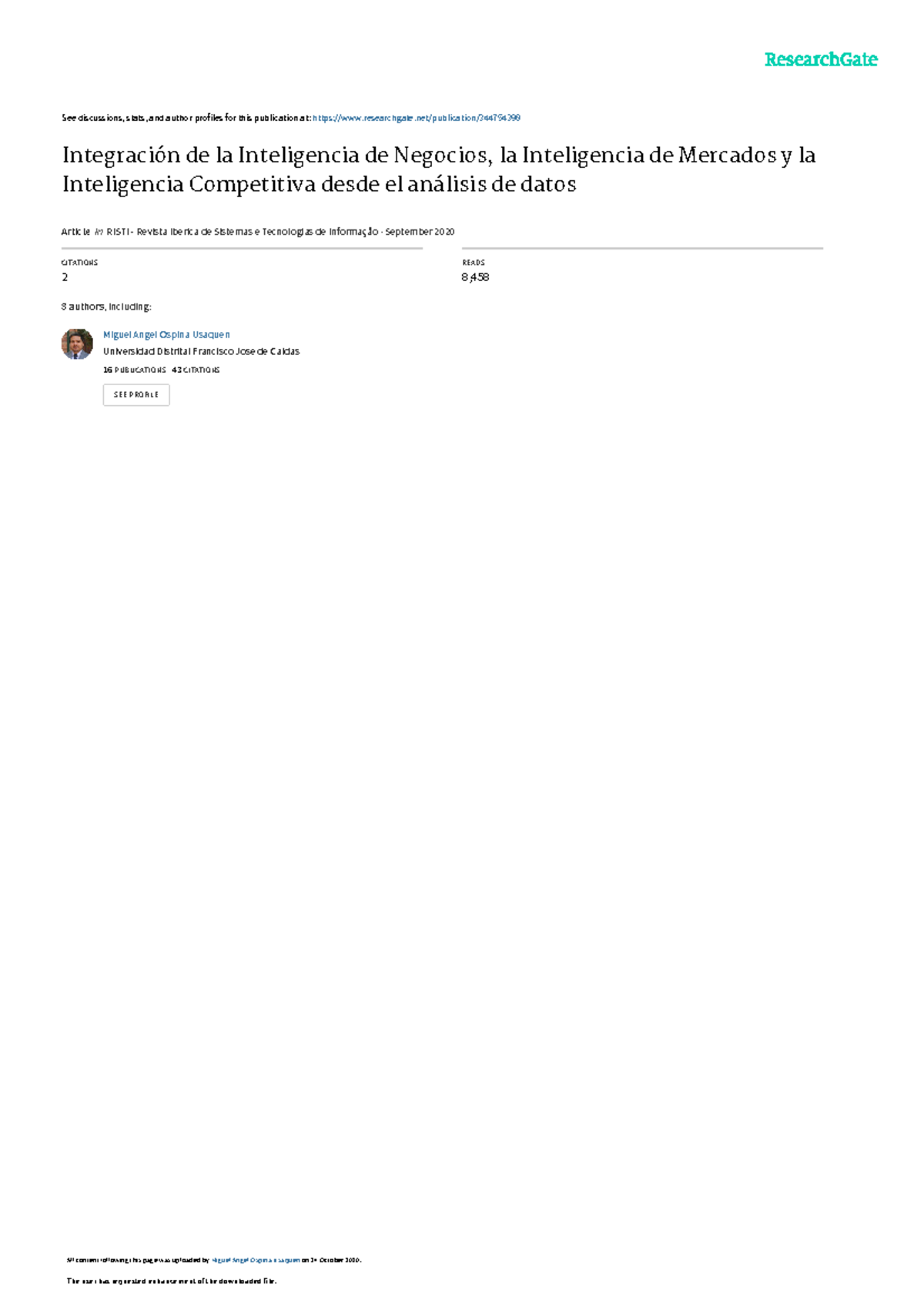 Integracin de la Inteligencia - See discussions, stats, and author ...
