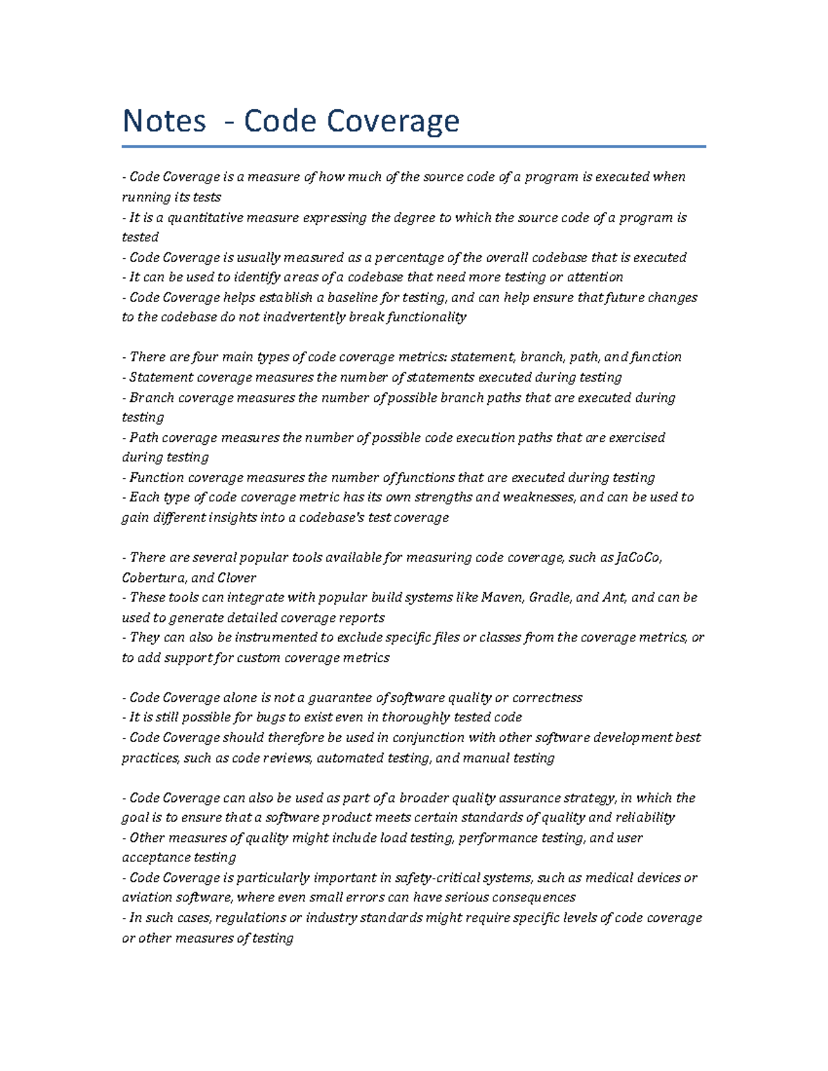 code-coverage-lecture-notes-notes-code-coverage-code-coverage-is-a