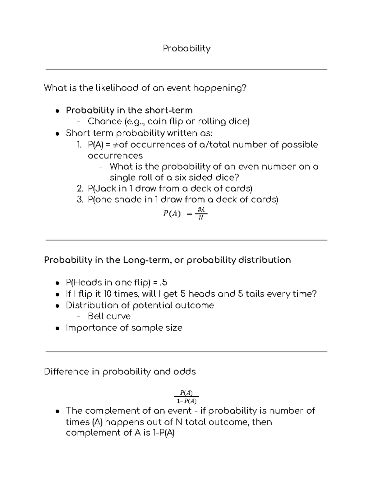 CCJ225 WEEK 5 - Notes on Probability and aspects of crime ...