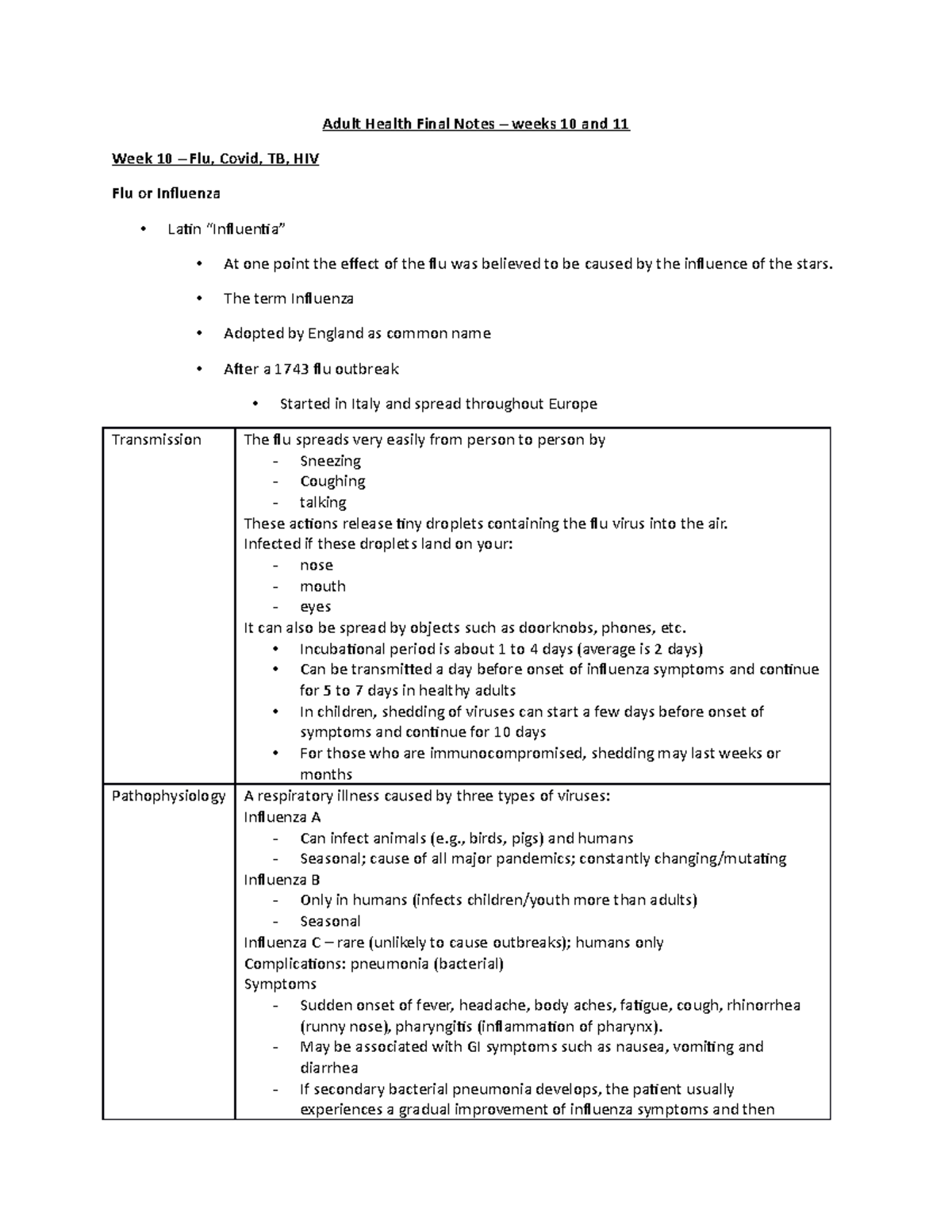 Adult Health Final - Notes - Adult Health Final Notes – weeks 10 and 11 ...
