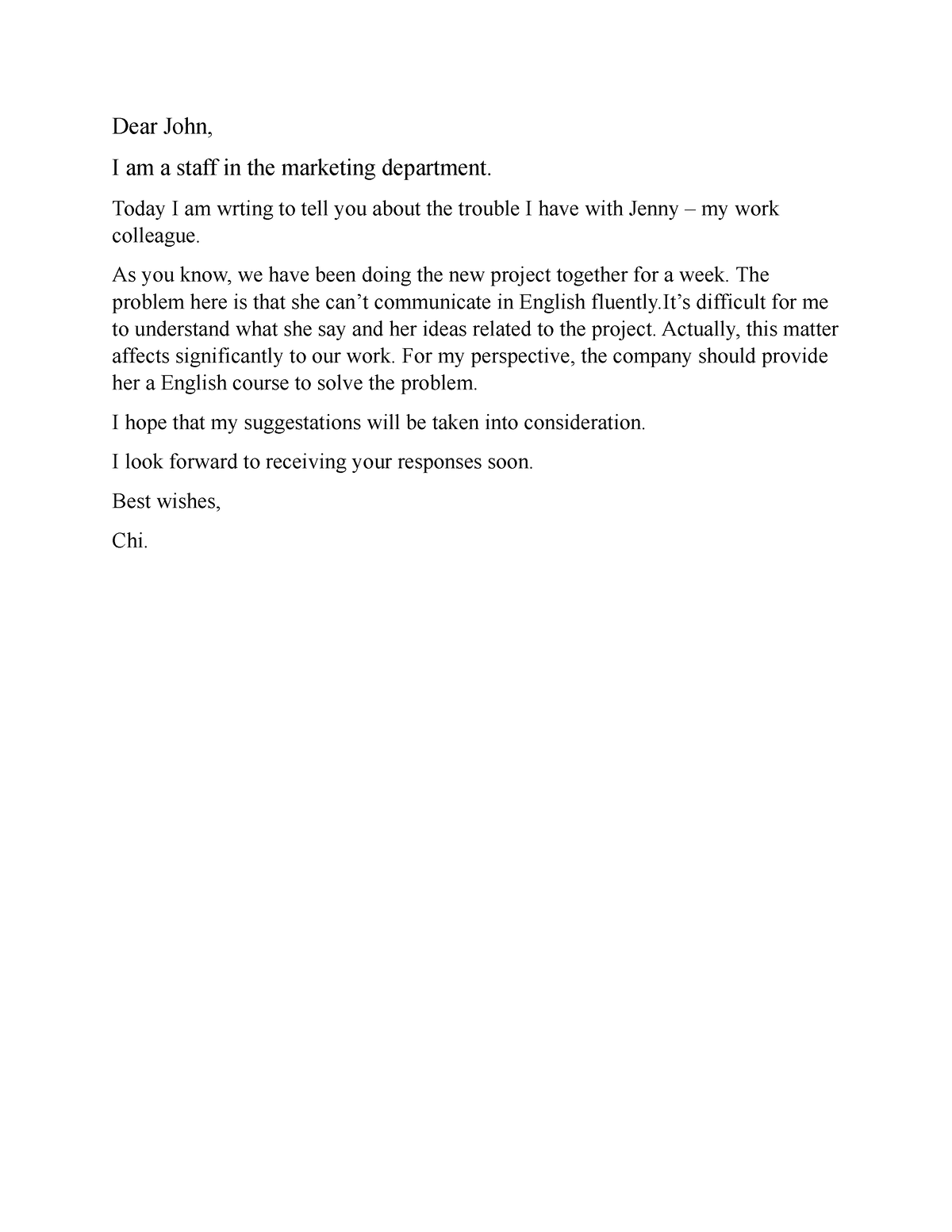 Dear John - hnihihidhi - Dear John, I am a staff in the marketing ...